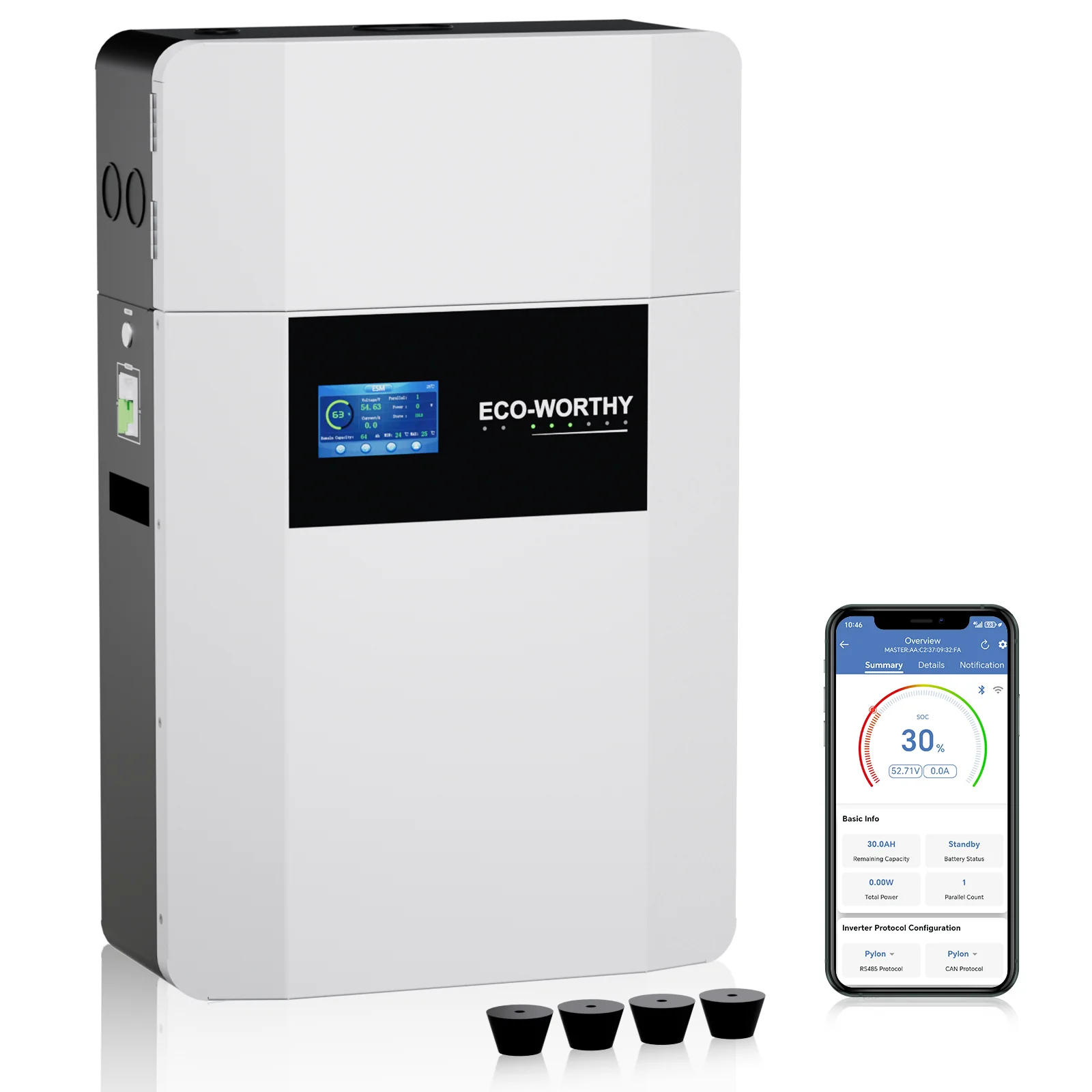 Eco-Worthy Batteria Accumulo 48V 100Ah a Parete per Fotovoltaico – Risparmio Energetico Casa